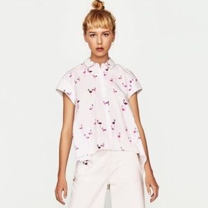 Zara flamingo print shirt